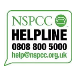 NSPCC Helpline logo with contact number and email for support.